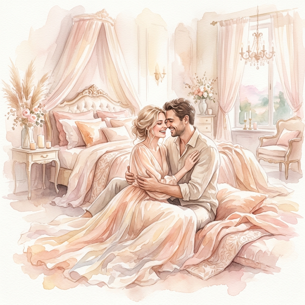 Couple profitant d'une suite romantique réservée en direct